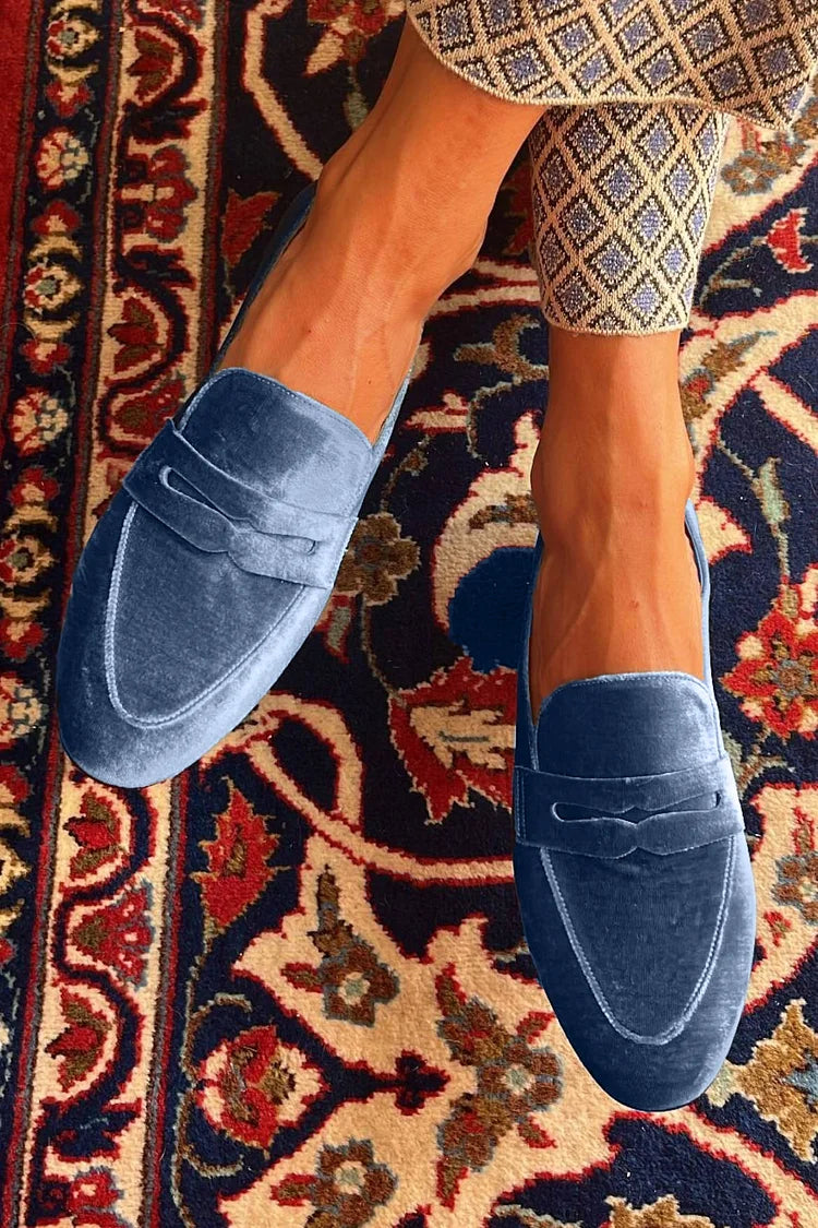 Sophie | Blue Velvet Loafers