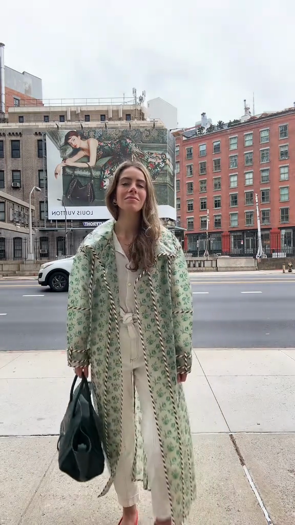 Green Floral Coat