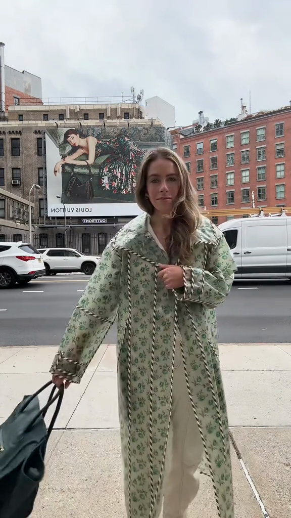 Green Floral Coat