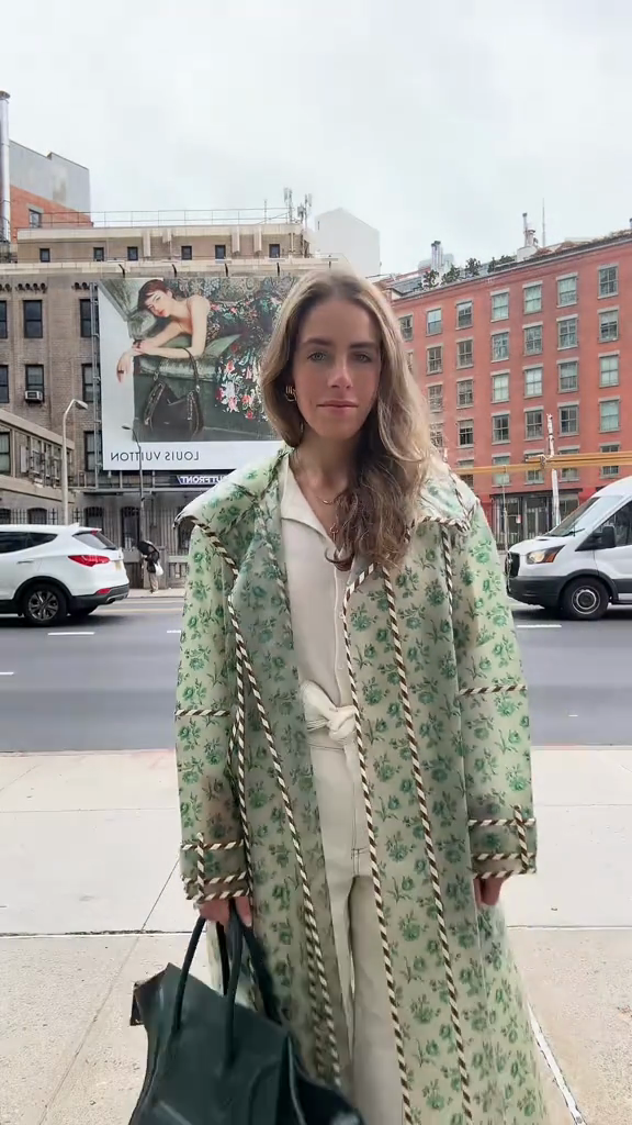Green Floral Coat