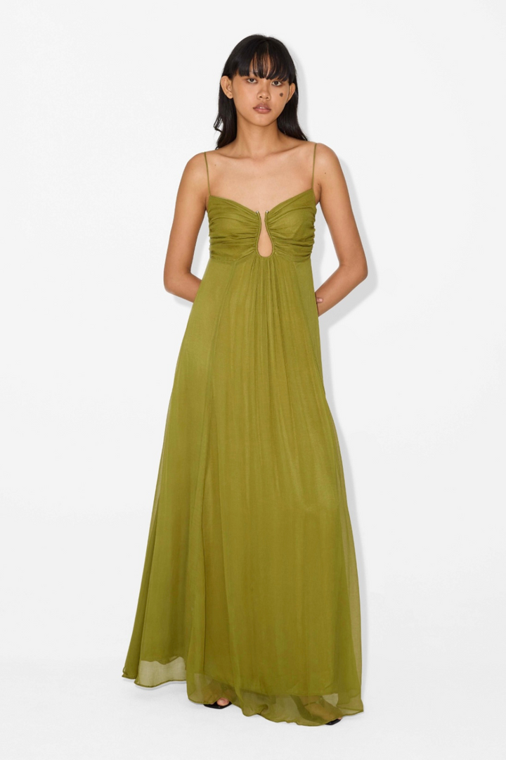 Olive Cotton Maxi Dress
