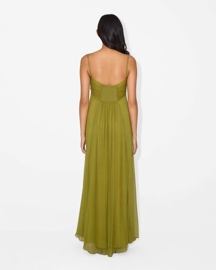 Olive Cotton Maxi Dress