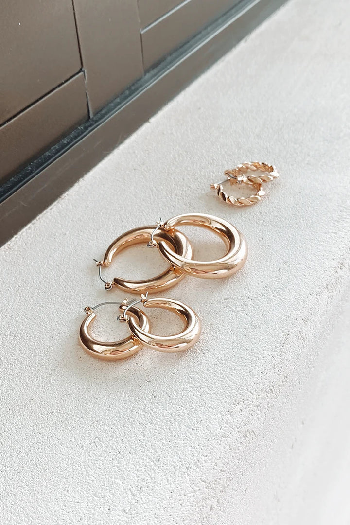 Classic Hoop Earrings Set - Gold