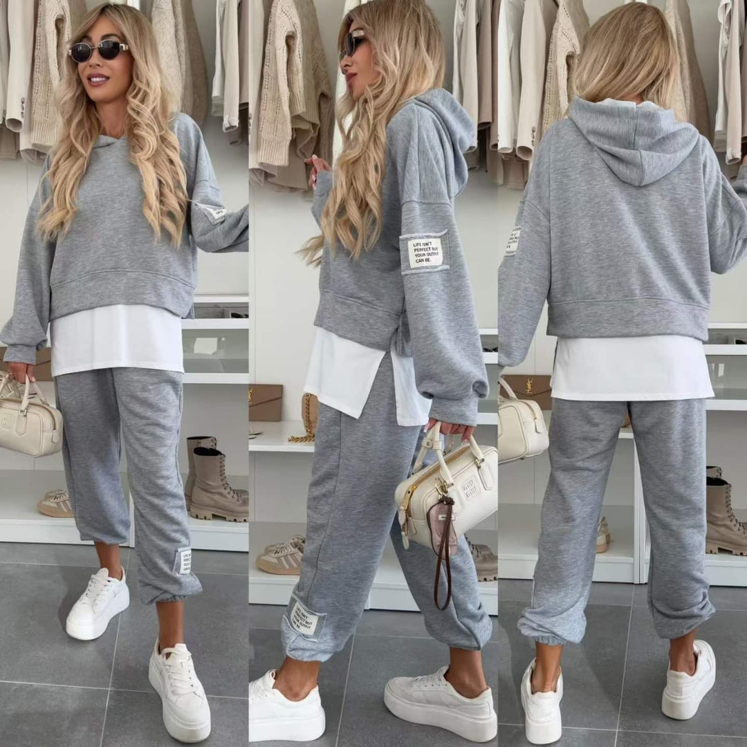Hazel-Hooded Casual Sweatshirt Set