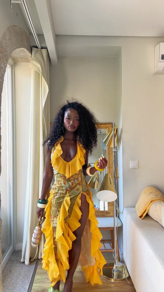 Yellow Ruffled  Dress