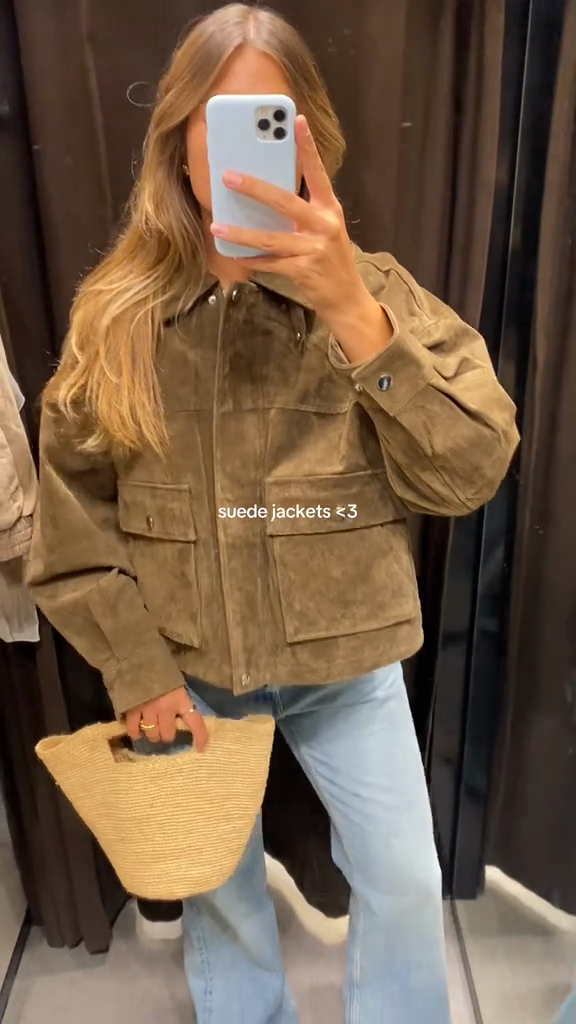 Khaki Suede Cropped Jacket