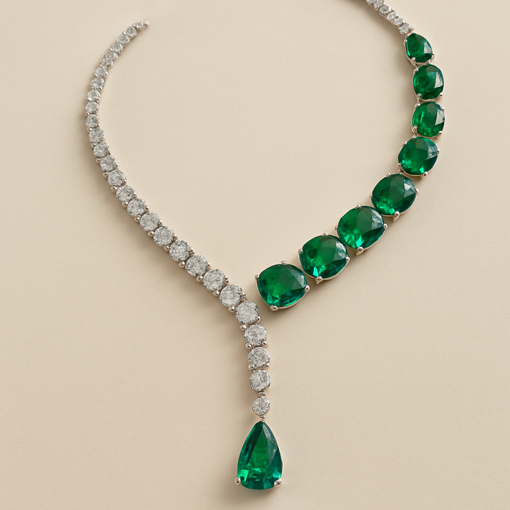 Green Crystal Drop Necklace