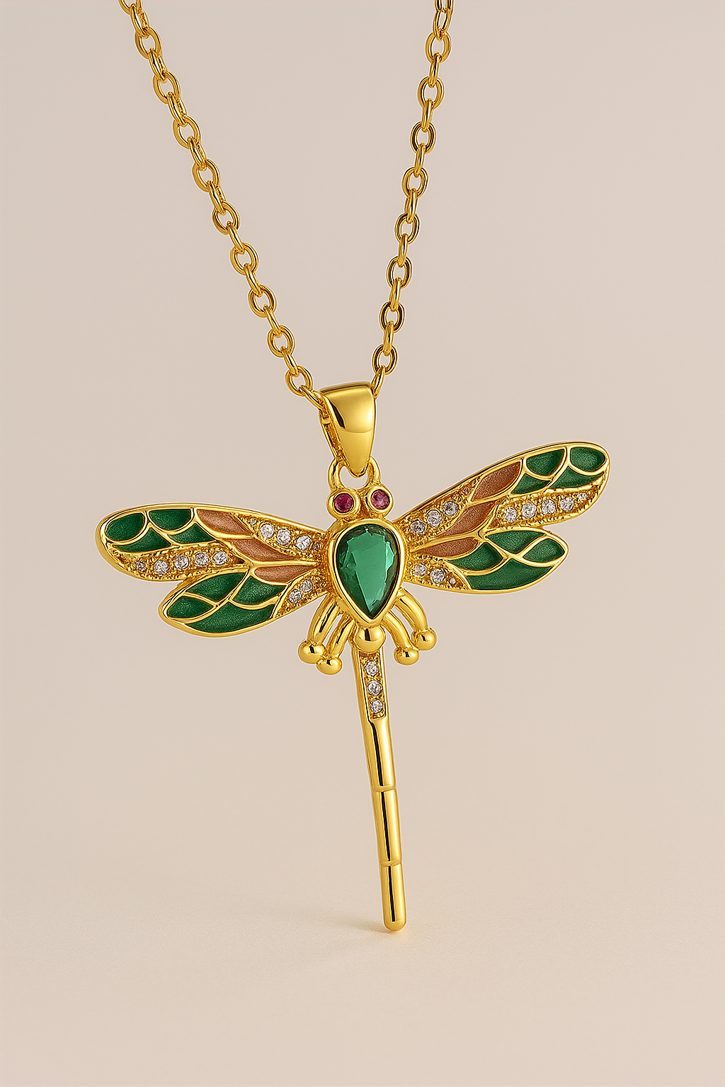 Radiant Green Dragonfly Necklace