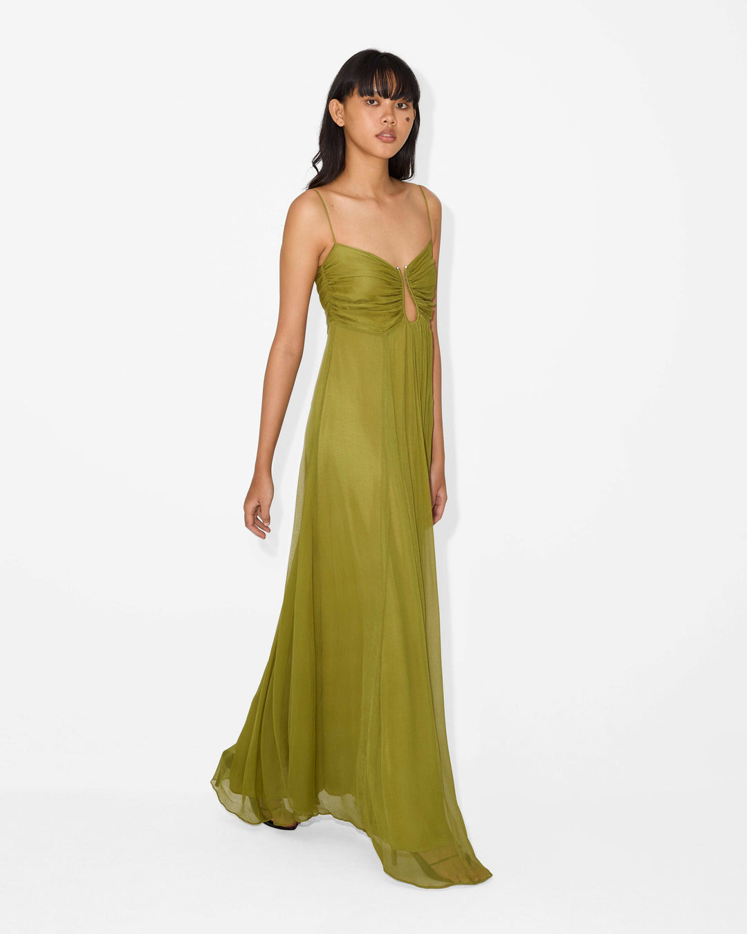 Olive Cotton Maxi Dress