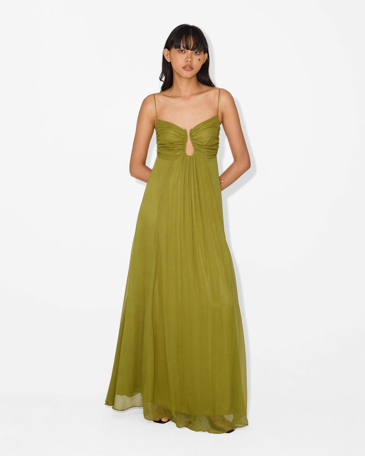 Olive Cotton Maxi Dress