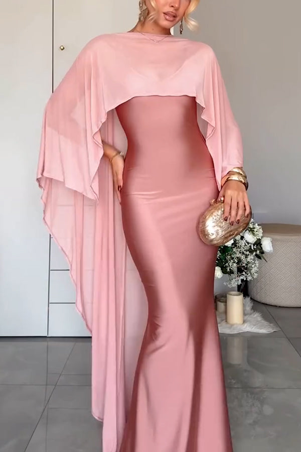Satin Sheer Maxi Dress